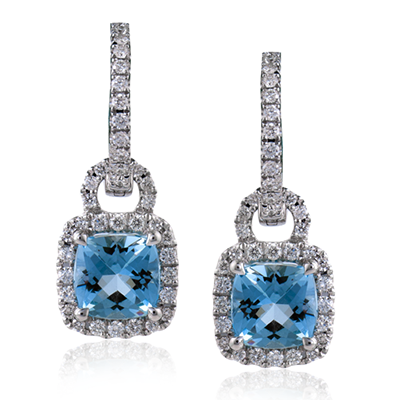 14K White Gold Earring With 1 cw Cushion Diamond