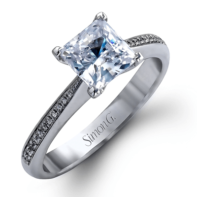 18K White Gold Wedding Set With 1 cw Princess Diamond