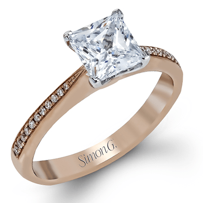 18K White Gold Wedding Set With 1 cw Princess Diamond