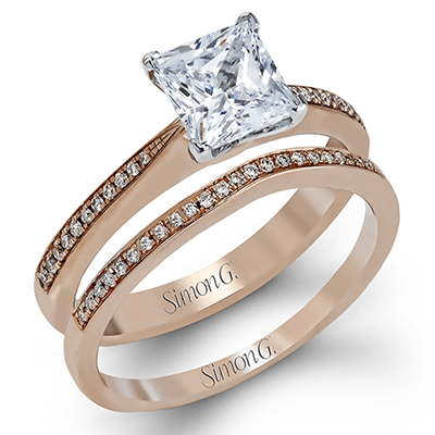 18K White Gold Wedding Set With 1 cw Princess Diamond