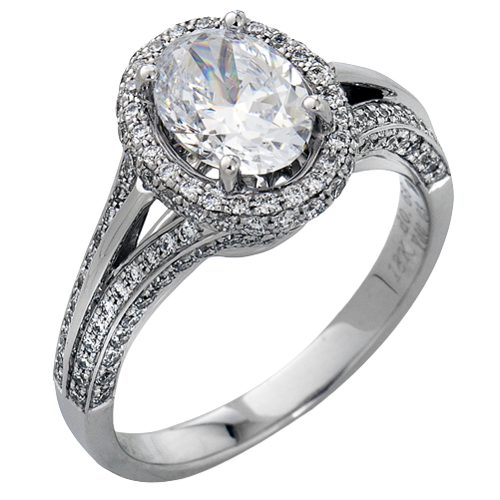 14K White Gold Ring With 1.25 cw Oval Diamond