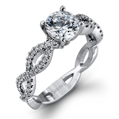18K White Gold Wedding Set With 1 cw Round Diamond