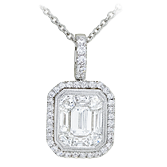 18K White Gold Pendant With Emerald Diamond